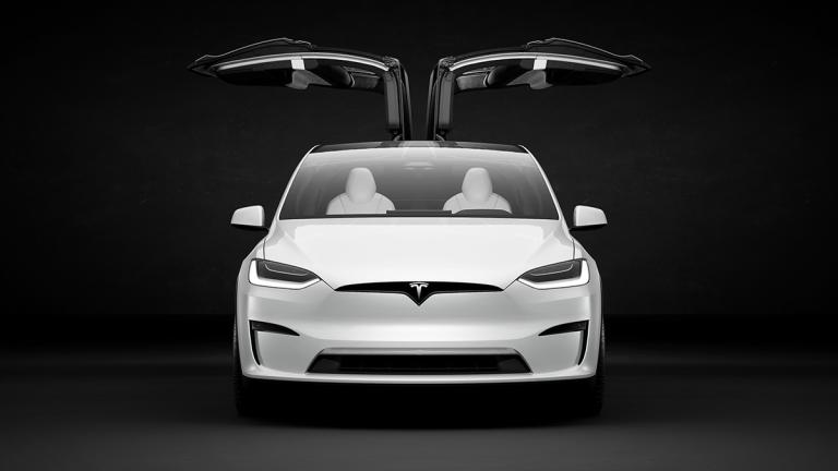 2023 Tesla Model X in white.
